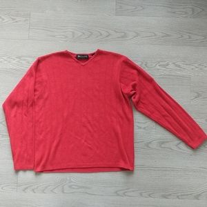 Men's Knit Red V-Neck Sweater (M)